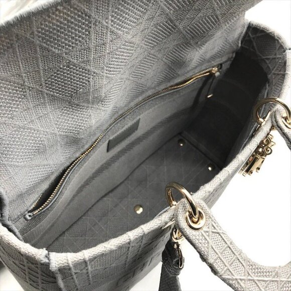 Christian Dior Lady D-Lite Handbag 2-way hand/shoulder bag, grey. - Picture 10 of 11